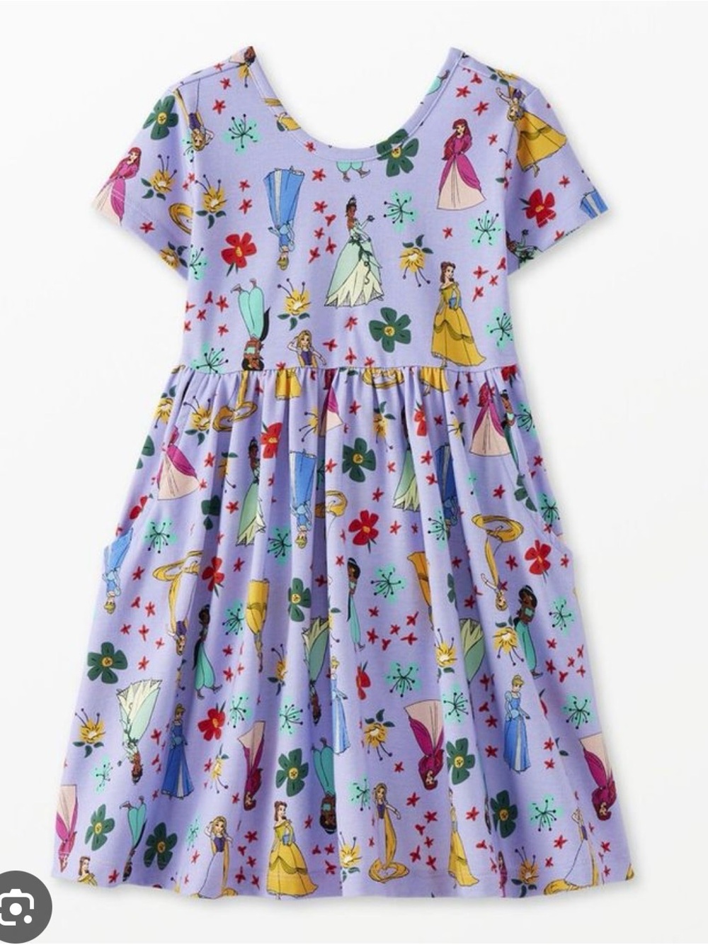 Hanna Andersson Disney Princess Print Short Sleeve Dress Size 5 Perfect Cond.